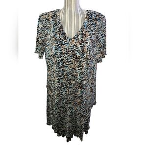 Connected Women's  Apparel Elegant Black, Blue And Beige Dress Size 16